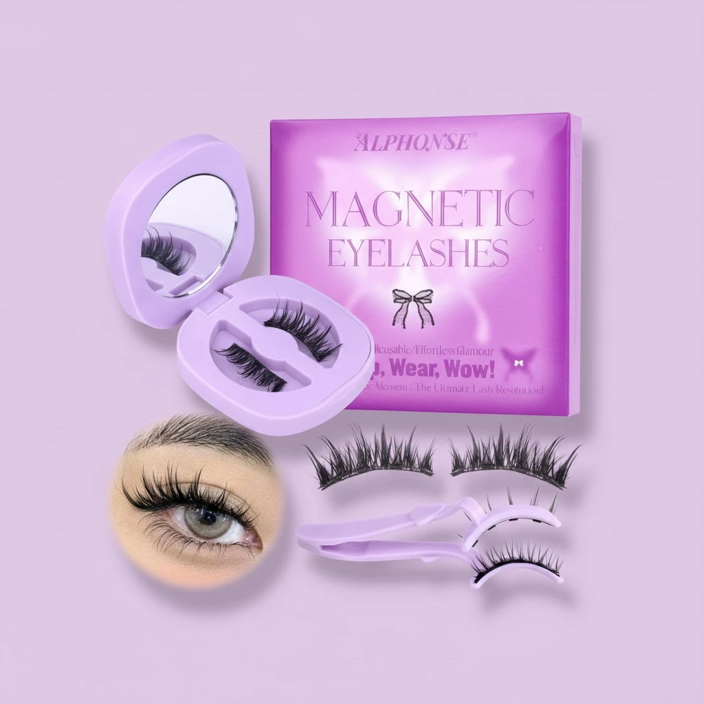 Magnetic Eyelashes Without Eyeliner Reusable Magnetic Lashes with Applicator Manga False Eyelashes Natural Look No Glue Needed pestañas postizas magneticas by ALPHONSE