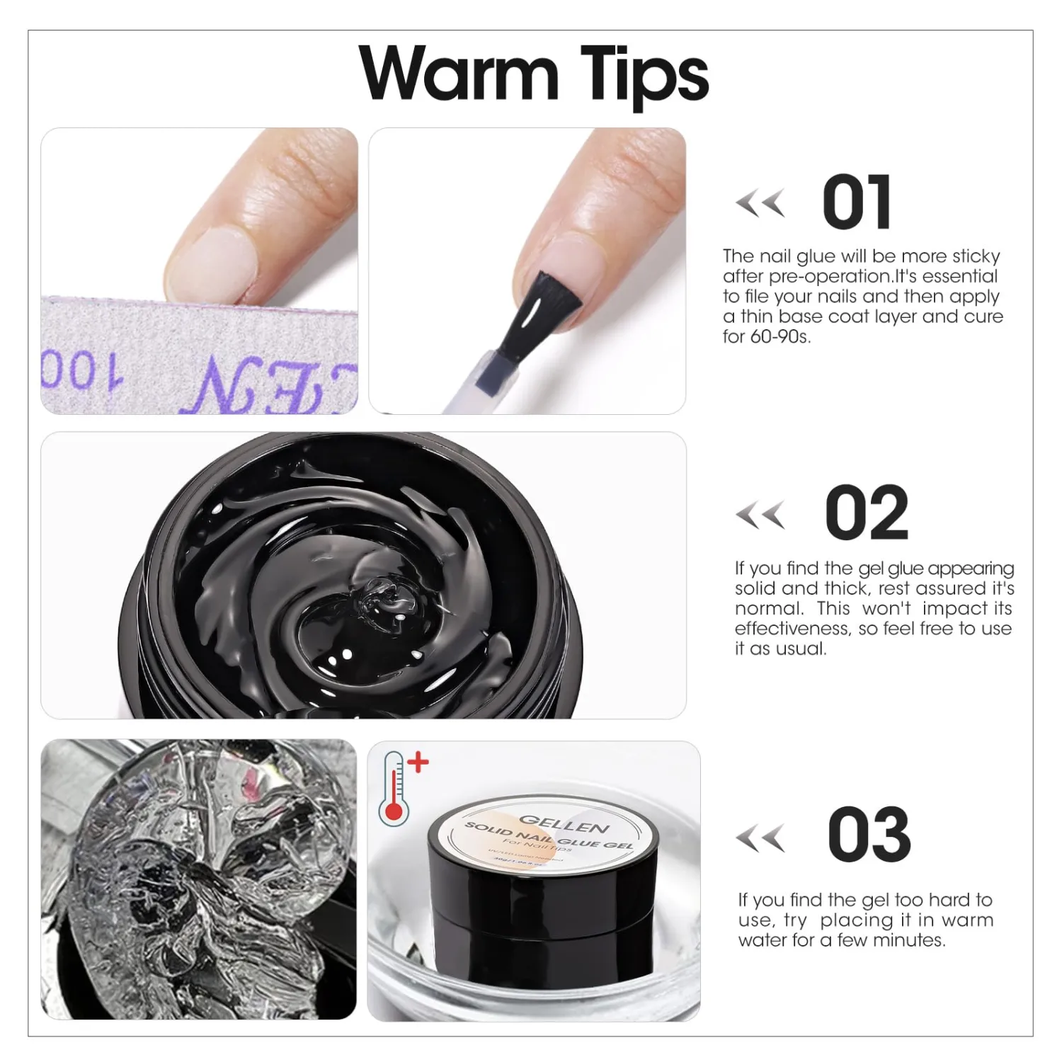 Gellen Solid Nail Glue Gel Kit, 8g Gel Glue and 8w Mini UV Light LED Lamp for Nail Cured, for Acrylic Fake Nail Tips, for Nails Salon Art DIY at Home