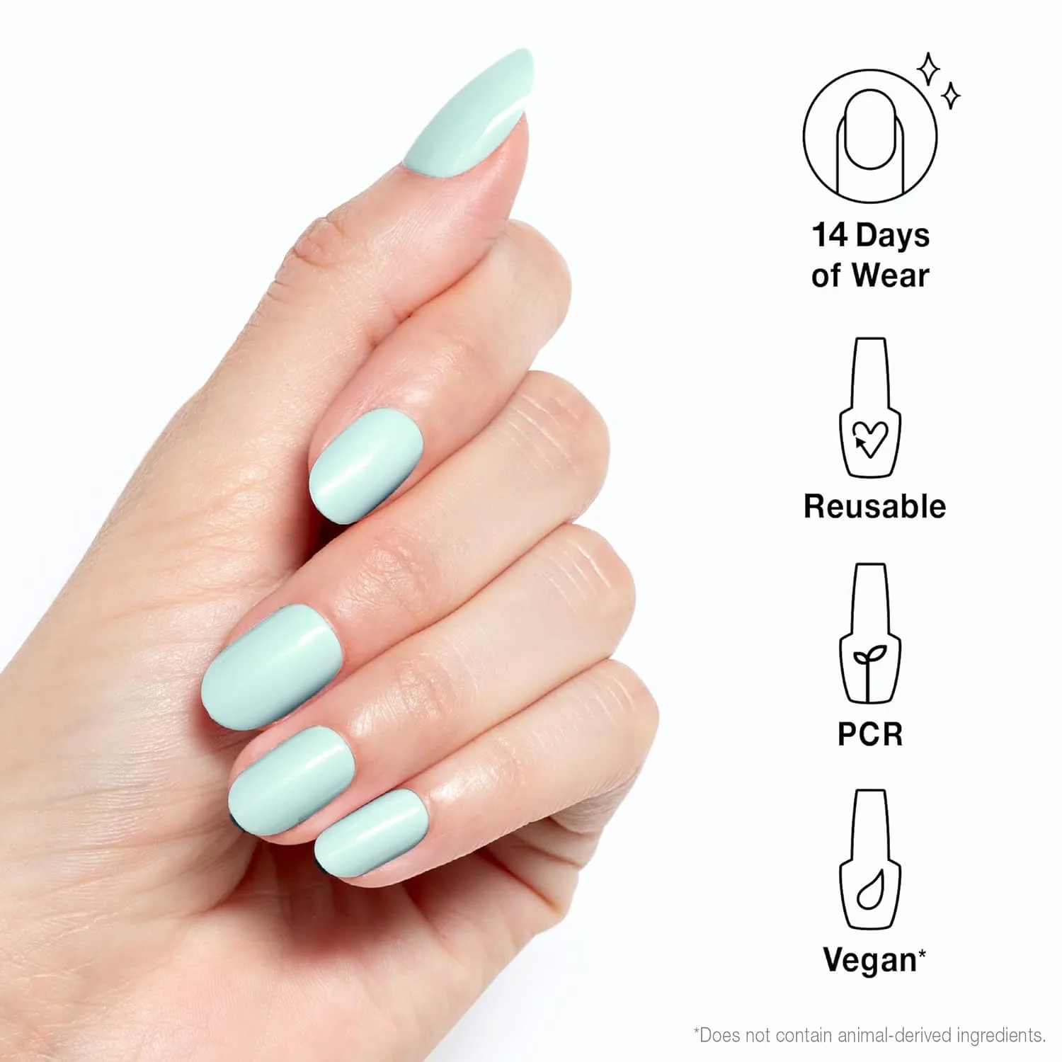 OPI xPRESS/ON Gelato on My Mind | Soft Blue Short Round Press On Nails | With Nail Glue | Long Lasting, Reusable, Non-damaging