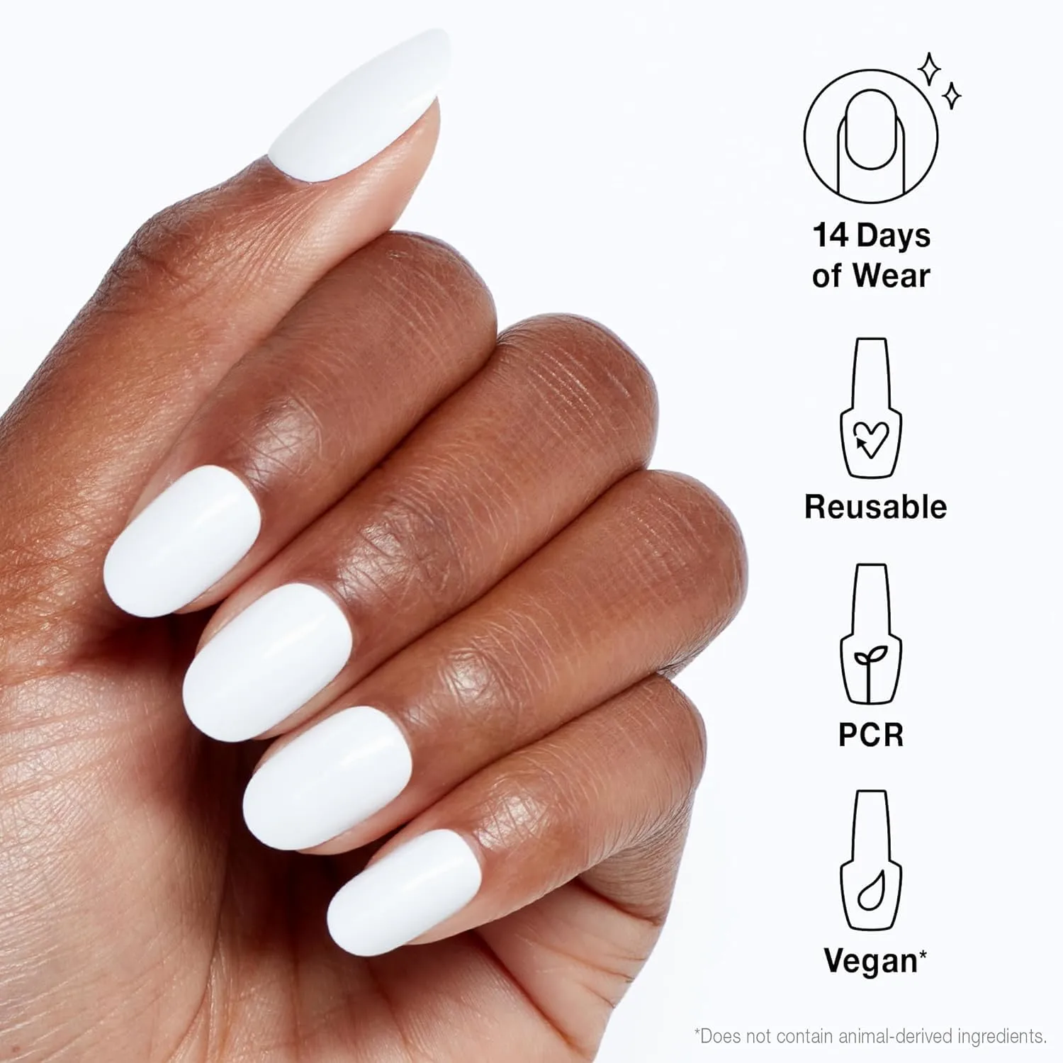 OPI xPRESS/ON Alpine Snow | Bright White Short Round Press On Nails | With Nail Glue | Long Lasting, Reusable, Non-damaging