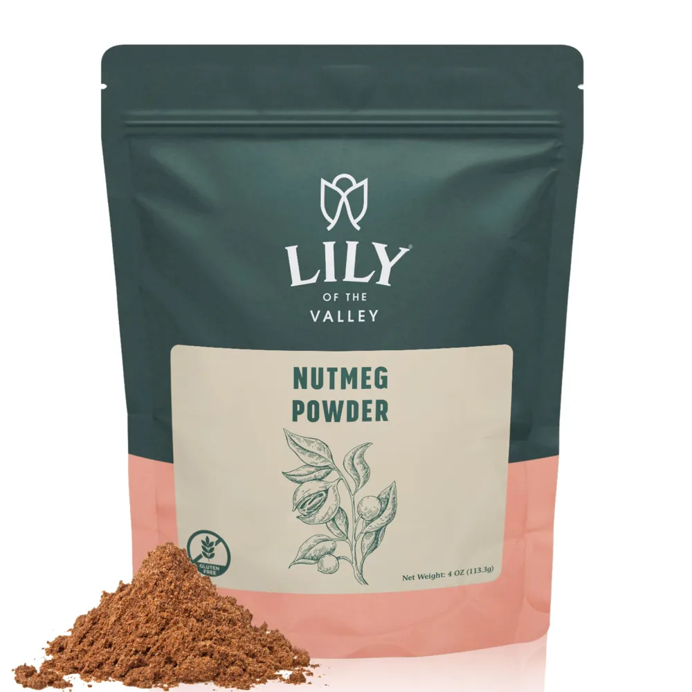 Lily of the Valley Nutmeg Powder - Ground Nutmeg Great for Cooking, Baking, Smoothies & Lattes - Flavoring Agent - Vegan & Gluten-Free - Packed in Resealable Pouch (4oz, 113g)
