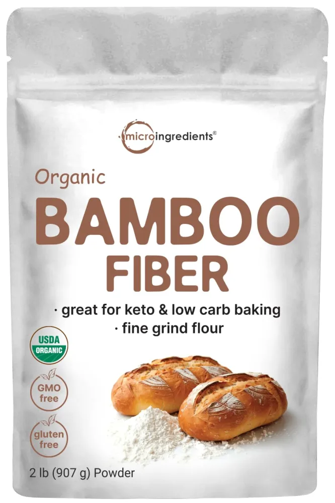 Organic Bamboo Fiber Powder, 2lbs | Keto Flour for Low-Carb Baking & Cooking | Low Calorie Flour | Rich in Silica, Prebiotics, & Minerals | Non-GMO, Keto Friendly, Gluten Free