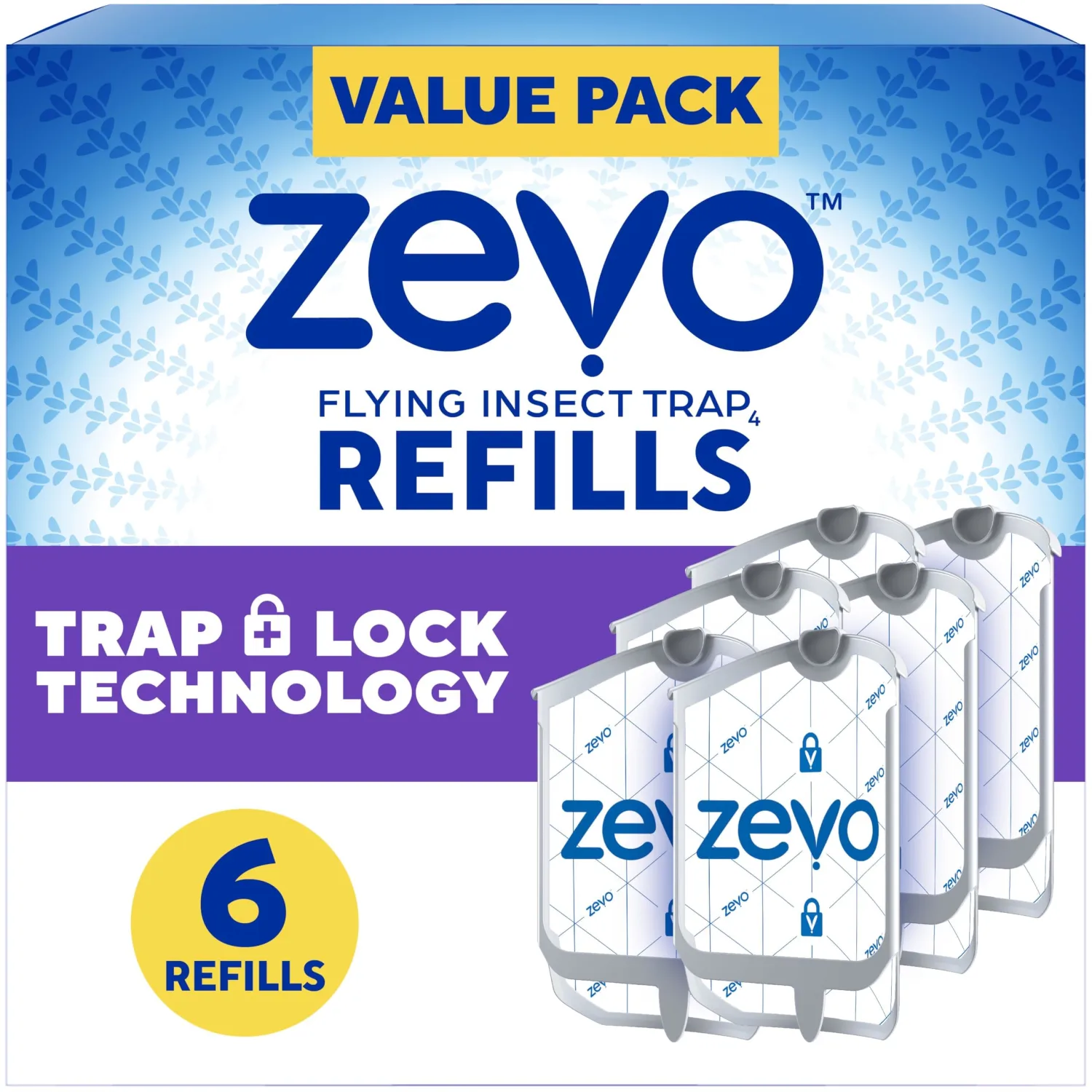 Zevo Flying Insect Refills for Indoor Light Trap: 6 Light Trap Refill Cartridges Capture Fruit Flies, Gnats and Houseflies (6 Cartridges)