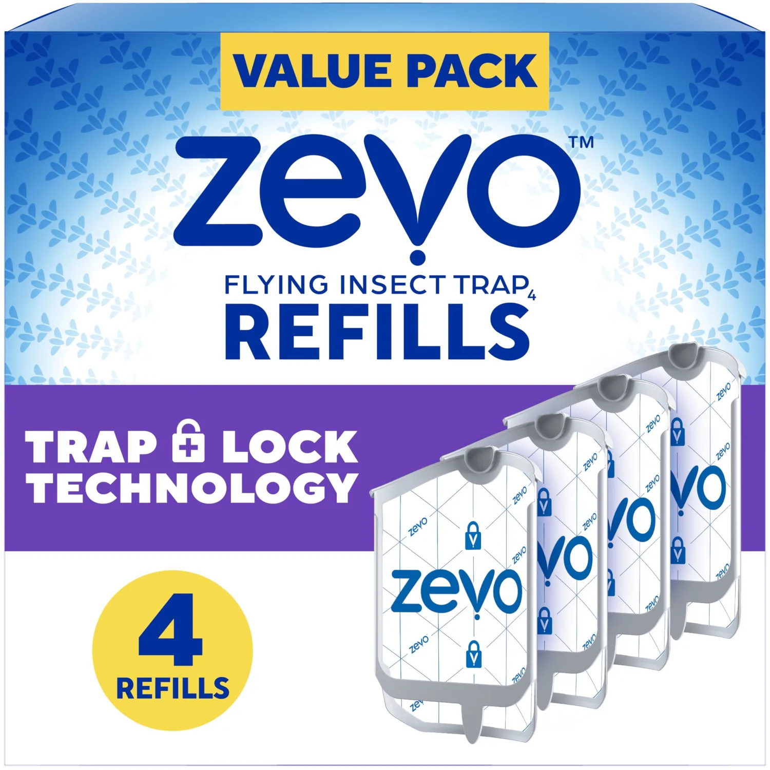 Zevo Flying Insect Refills for Indoor Light Trap: 4 Light Trap Refill Cartridges Capture Fruit Flies, Gnats and Houseflies (4 Cartridges)