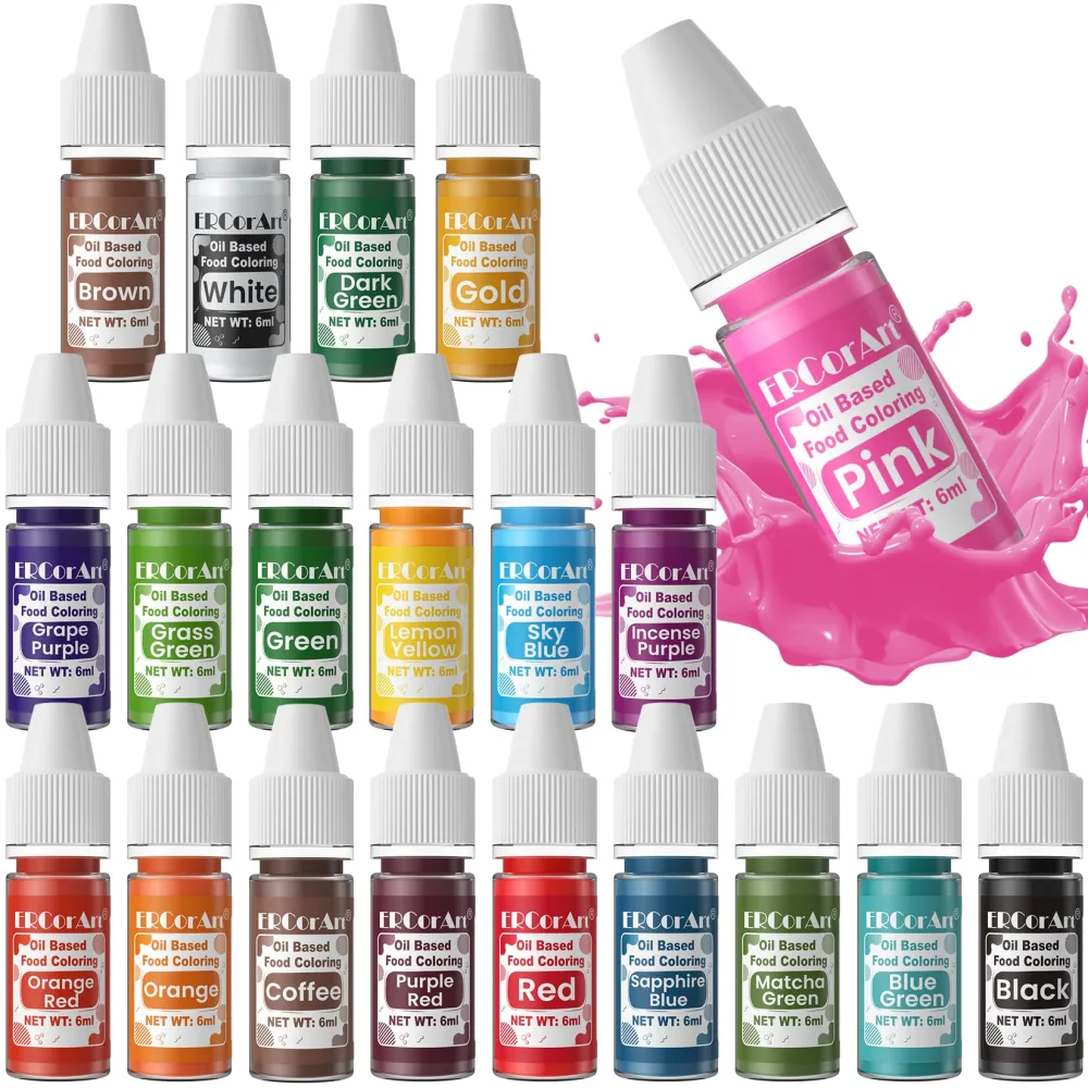 Oil Based Food Coloring for Chocolate - 20 Colors Upgraded Food Coloring, Edible Oil Food Dye for Candy, Cake Decorating, Baking, Fondant, Forsting - 0.25 Fl. Oz