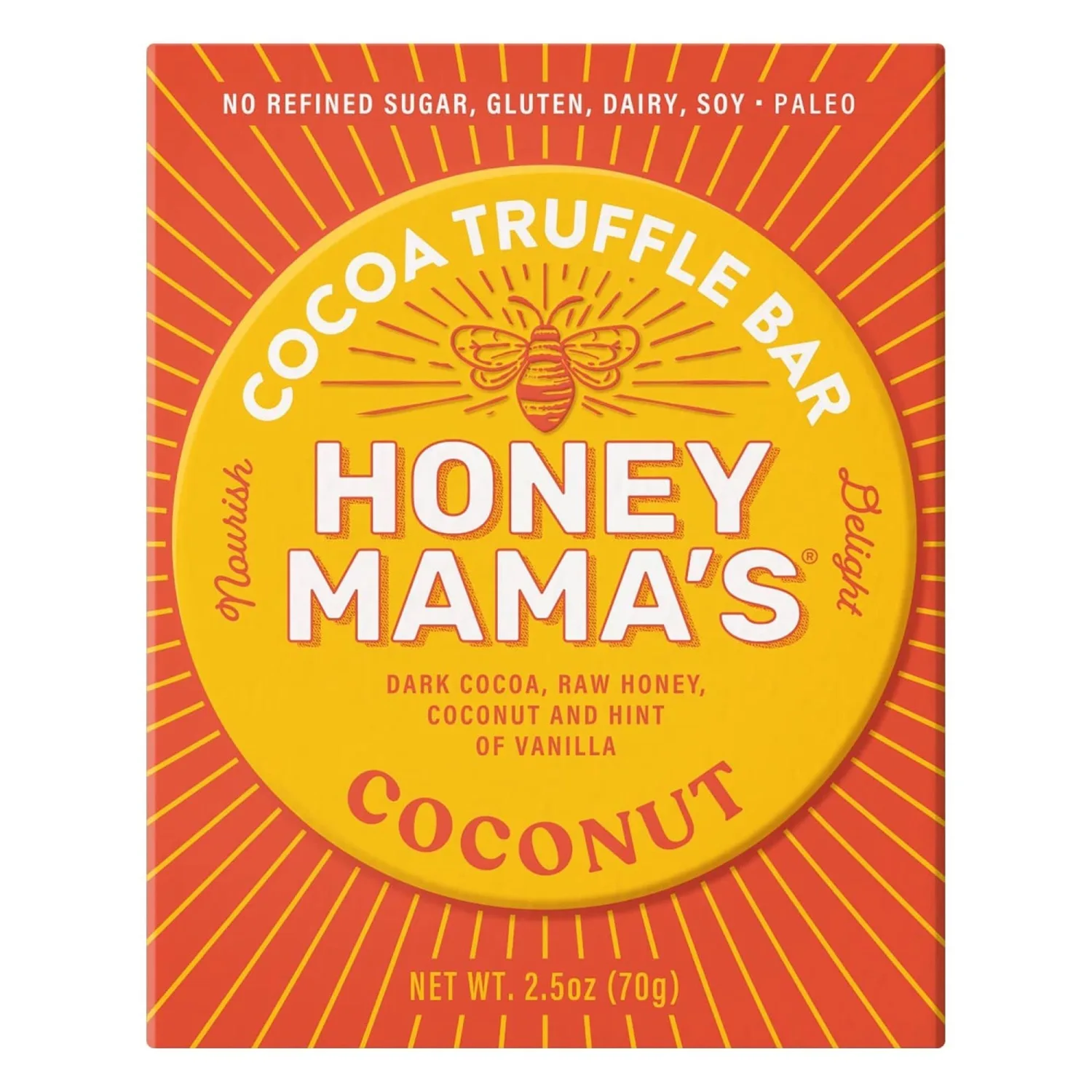 Honey Mamas, Bar Cocao Nectar Coconut Organic, 2.5 Ounce