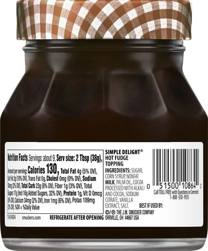 Smucker's Simple Delight Hot Fudge Topping, 11.5 oz