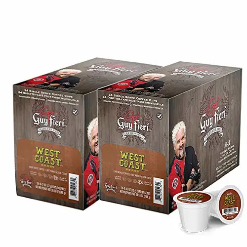 Guy Fieri Flavortown Roasts Coffee Pods, West Coast Roast, Bold Dark Roast Coffee, Single Serve Coffee Cups for Keurig K Cup Brewers, 48 Count