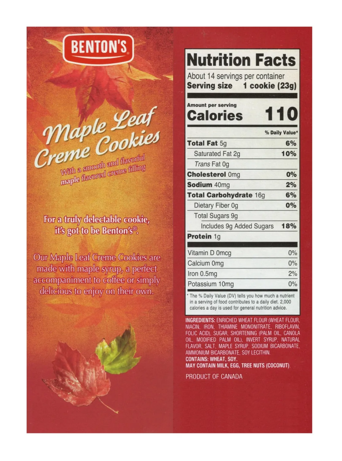 Benton’s Cookies (Pack of 2, Maple Leaf Creme)