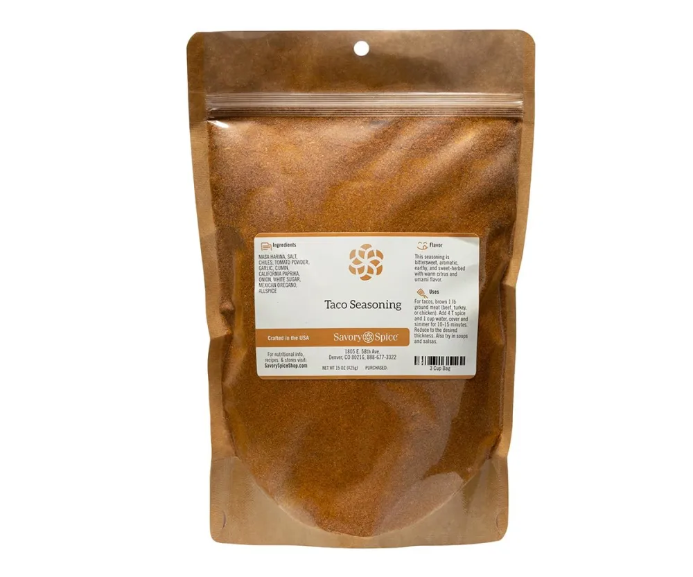 Savory Spice Taco Seasoning (Bulk Size) - Gourmet Mexican Taco Spices for Seasoning Taco Meat, Burritos, Enchiladas, Fajitas, Guacamole, Nachos & More (3 Cup Bag - Net: 14.1 oz)