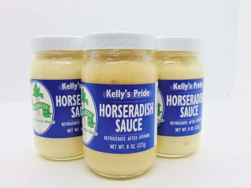 Kelly's Pride 3 Pack Horseradish Sauce-8 Ounce Jars-Country Creek LLC-Horseradish Made from 100 Percent Fresh Grated Horseradish Root!