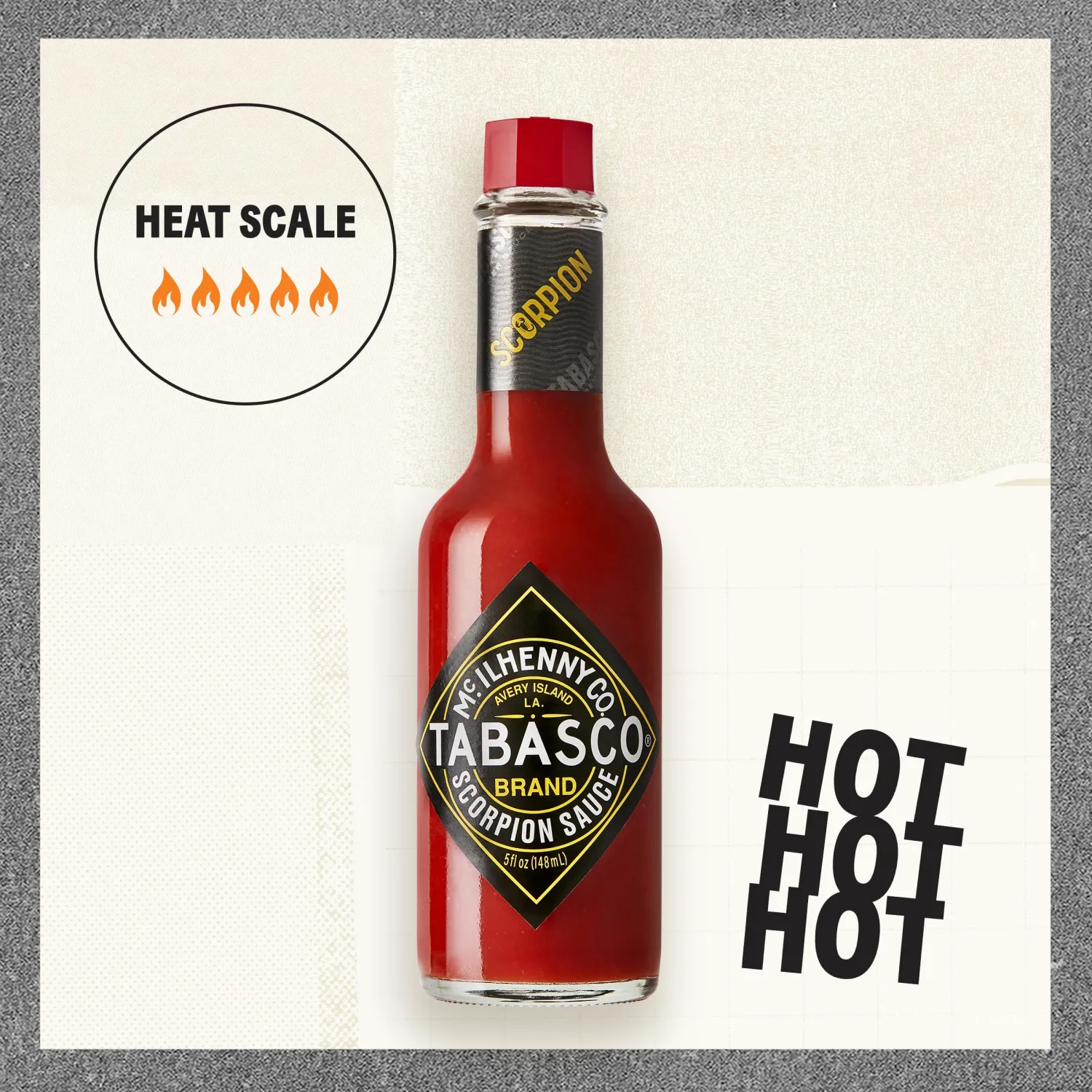 TABASCO Brand Scorpion Sauce, Fiery & Intense Hot Sauce, Glass Bottle, Bold & Hot, Scorpion Pepper, Guava, & Pineapple Blend, Great on Tacos & More, 5 Fl Oz (Pack of 1)
