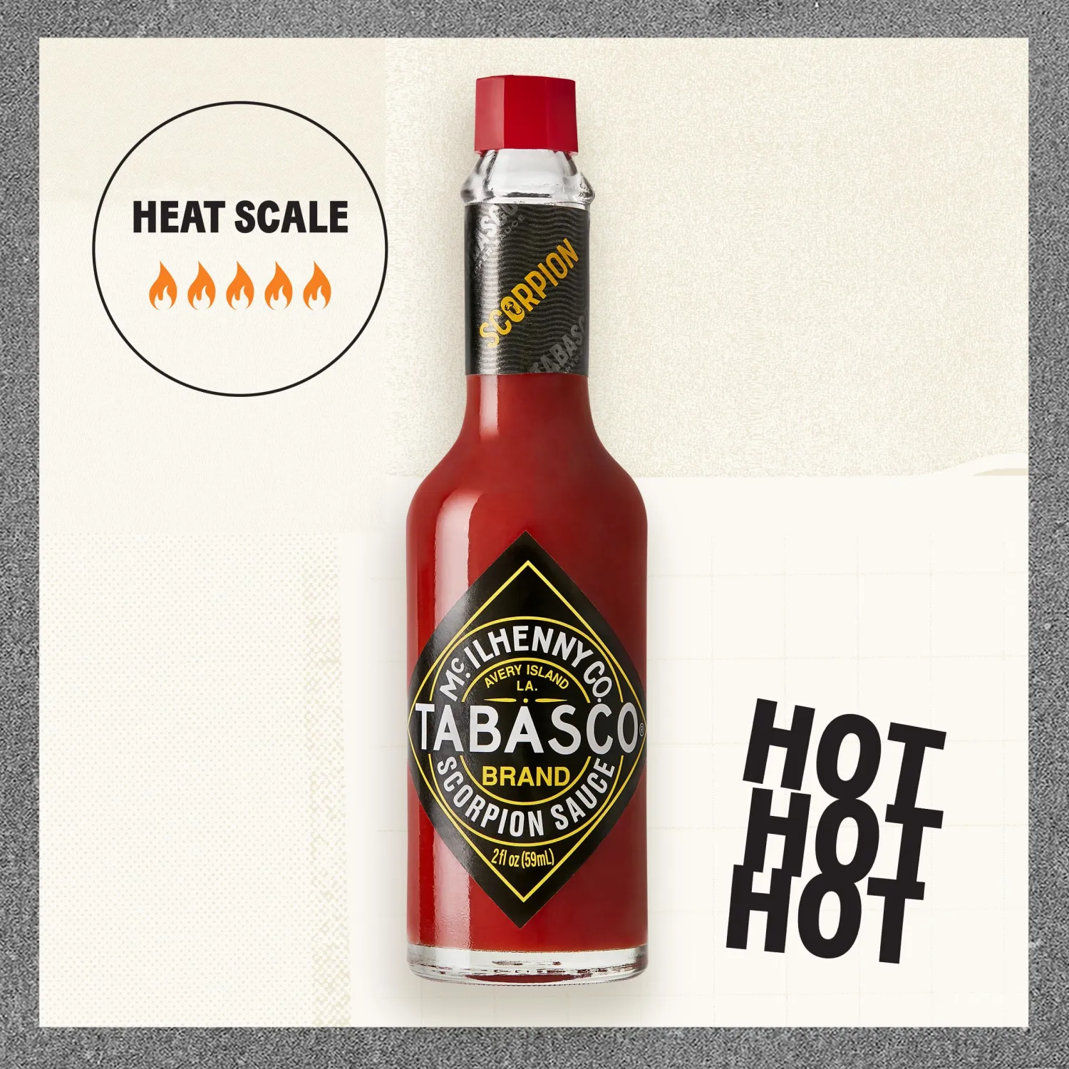 TABASCO Brand Scorpion Sauce, Fiery & Intense Hot Sauce, Glass Bottle, Bold & Hot, Scorpion Pepper, Guava & Pineapple Blend, Great on Tacos & More, 2 Fl Oz (Pack of 1)