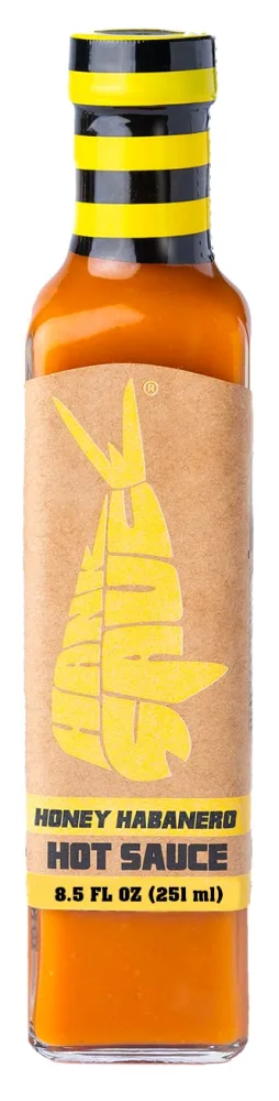 Honey Habanero Hot Sauce by Hank Sauce - Habanero/Cayenne Blend Infused with Honey, Fresh Garlic & Herbs - Multipurpose Craft Hot Sauce - Gluten Free - 8.5 fl oz (Pack of 1)