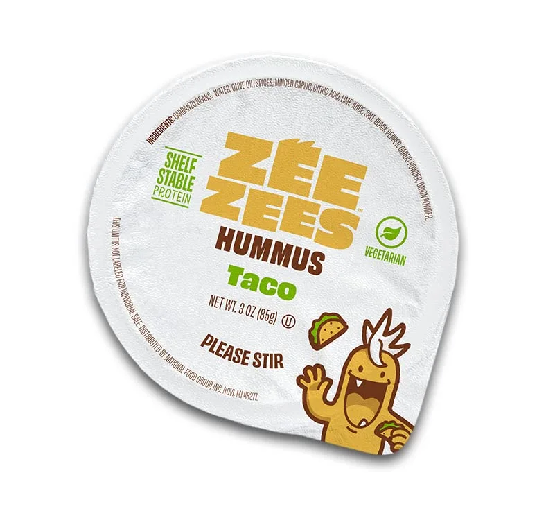 Zee Zees Taco Hummus 3 oz Cups, 36 Count, Plant-Based Protein, Kosher, Gluten Free, Sesame Free, Tahini Free, Vegetarian, Shelf Stable