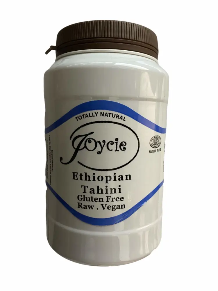 Joycie 100% Natural Ethiopian Tahini 16 oz Plastic Jar Pack Of 6 Vegan/Raw/SILKY TASTE, BLENDS EASILY, Silky Smooth Texture in Hummus, Dips, Salad Dressings EASY TO PREPARE Gluten-Free Kosher, Keto, Paleo,-This tahini is made 100% out of sesame seeds. Its unique smooth consistency makes it easy to blendPure Tahini Sesame Paste | Rich Creamy Taste for Hummus, Dips & Baba Ghanoush | Kosher, All-Natural, Keto-Friendly Ground Seeds | Vegan, Non-GMO, Gluten- & Peanut-Free |