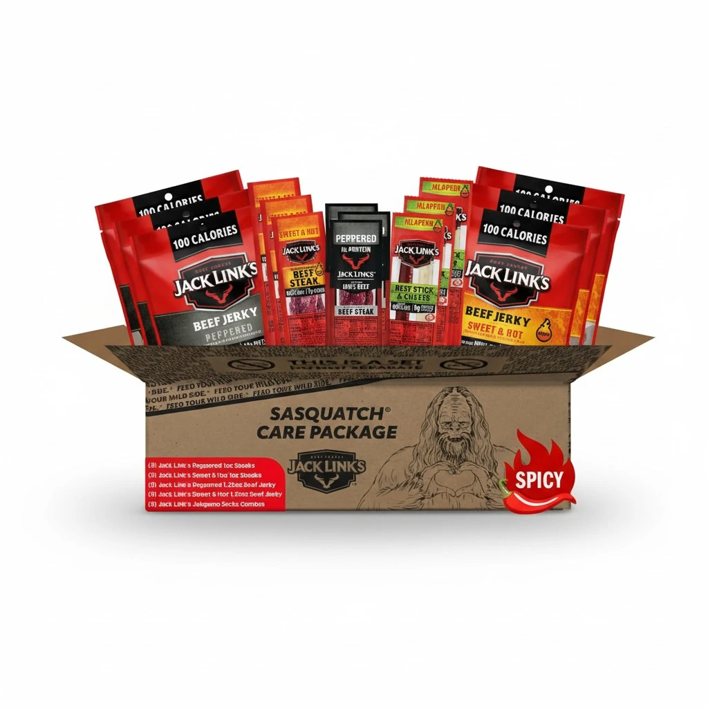 Jack Link's Spicy Beef Jerky Gift Basket Variety Pack - Includes Beef Jerky, Meat Sticks, and Beef Steaks, Great Christmas Gift for Men, 15-Piece Jerky Stocking Stuffers with Various Flavors