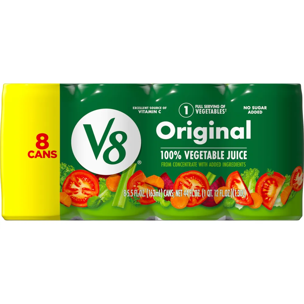 V8 Original 100% Vegetable Juice, 5.5 fl oz Can (8 Pack)