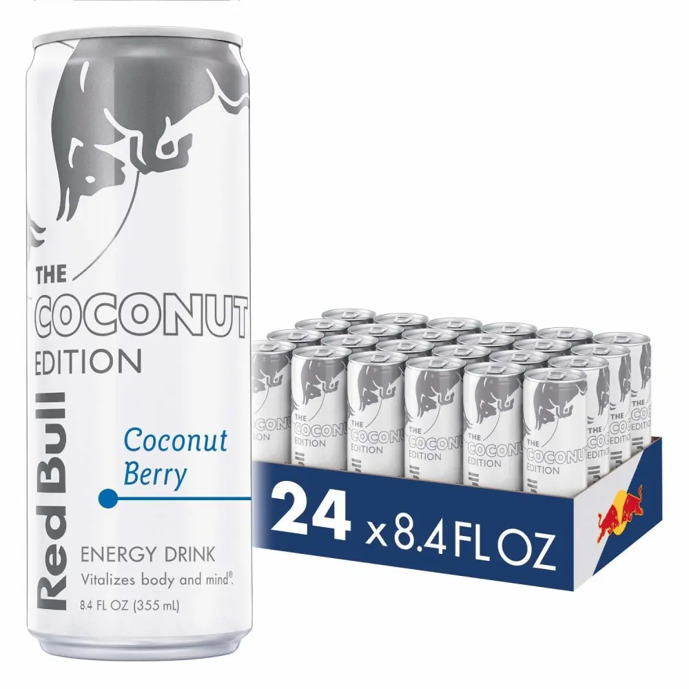 Red Bull Coconut Edition Energy Drink, Coconut Berry, with 80mg Caffeine plus Taurine & B Vitamins, 8.4 Fl Oz, Pack of 24 Cans