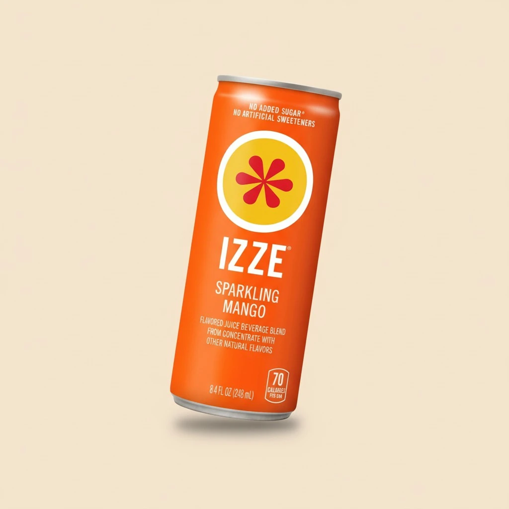 IZZE Sparkling Juice Beverage Blend, Mango, No Sugar Added, 8.4 FL OZ, 24 Cans