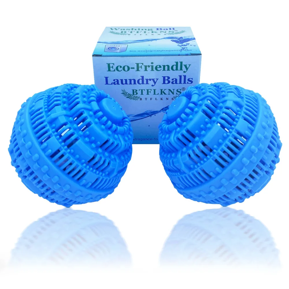2Pcs Premium Washing Ball, Super Soft Shell Doesn't Hurt Clothes, Advanced ceramic balls, Eco-Friendly Laundry Balls,2000 Washing Cycle Laundry Balls, All Natural Detergent(Benzo Blue)