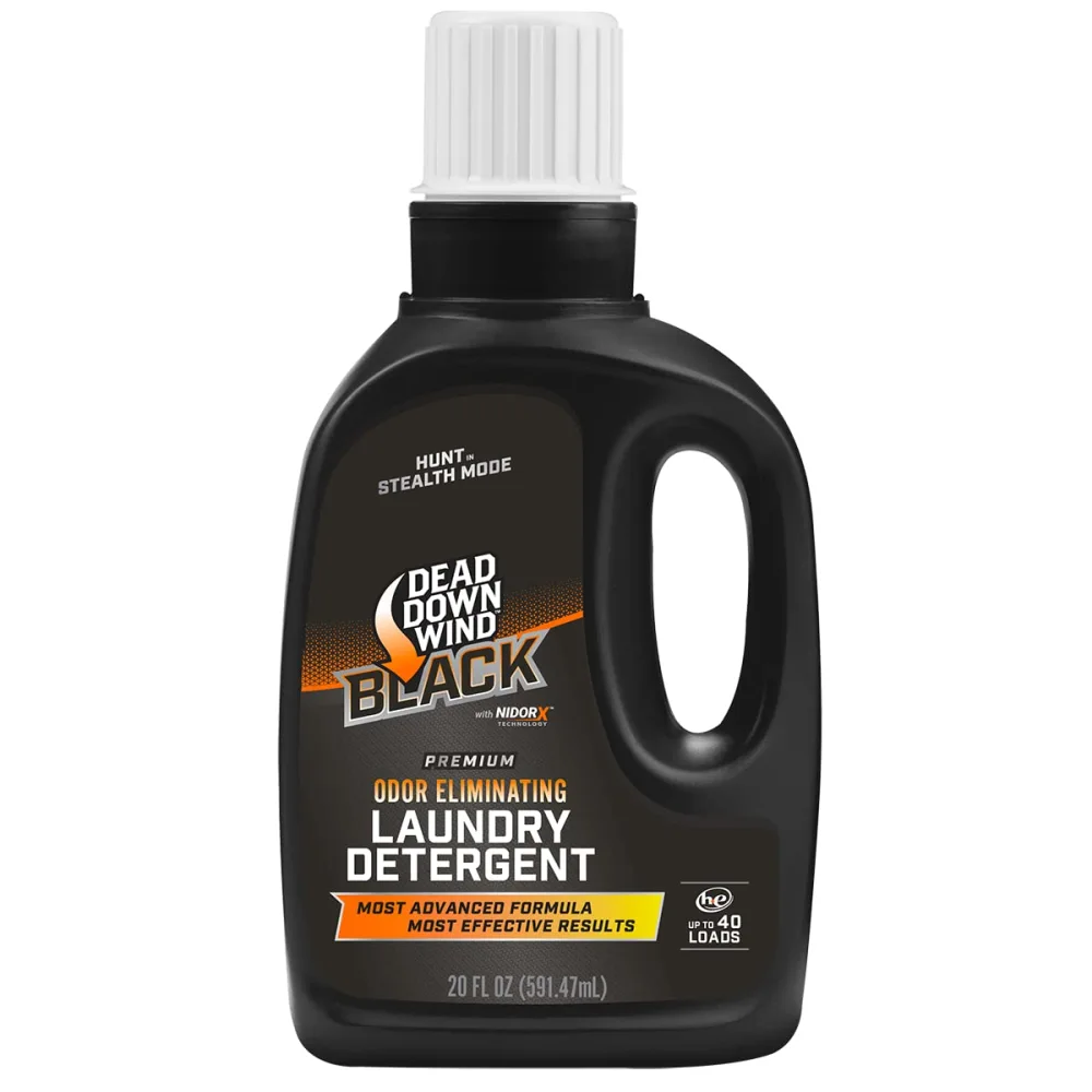 DEAD DOWN WIND BLACK Premium Unscented Laundry Detergent (20 Oz) – Scent Eliminating Liquid Detergent for Clothing and Gear – Durable Hunting Scent Eliminators – Advanced Hunting Gear