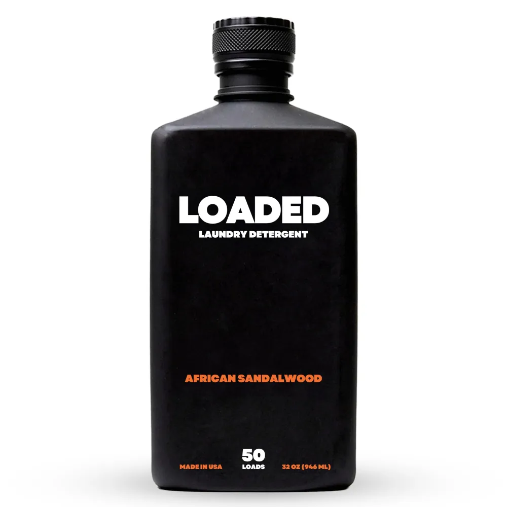Loaded Laundry Detergent, Cologne Scented | 50 Loads | Sandalwood & Vanilla | Phosphate, Paraben & Dye Free | Made in USA | 32 oz