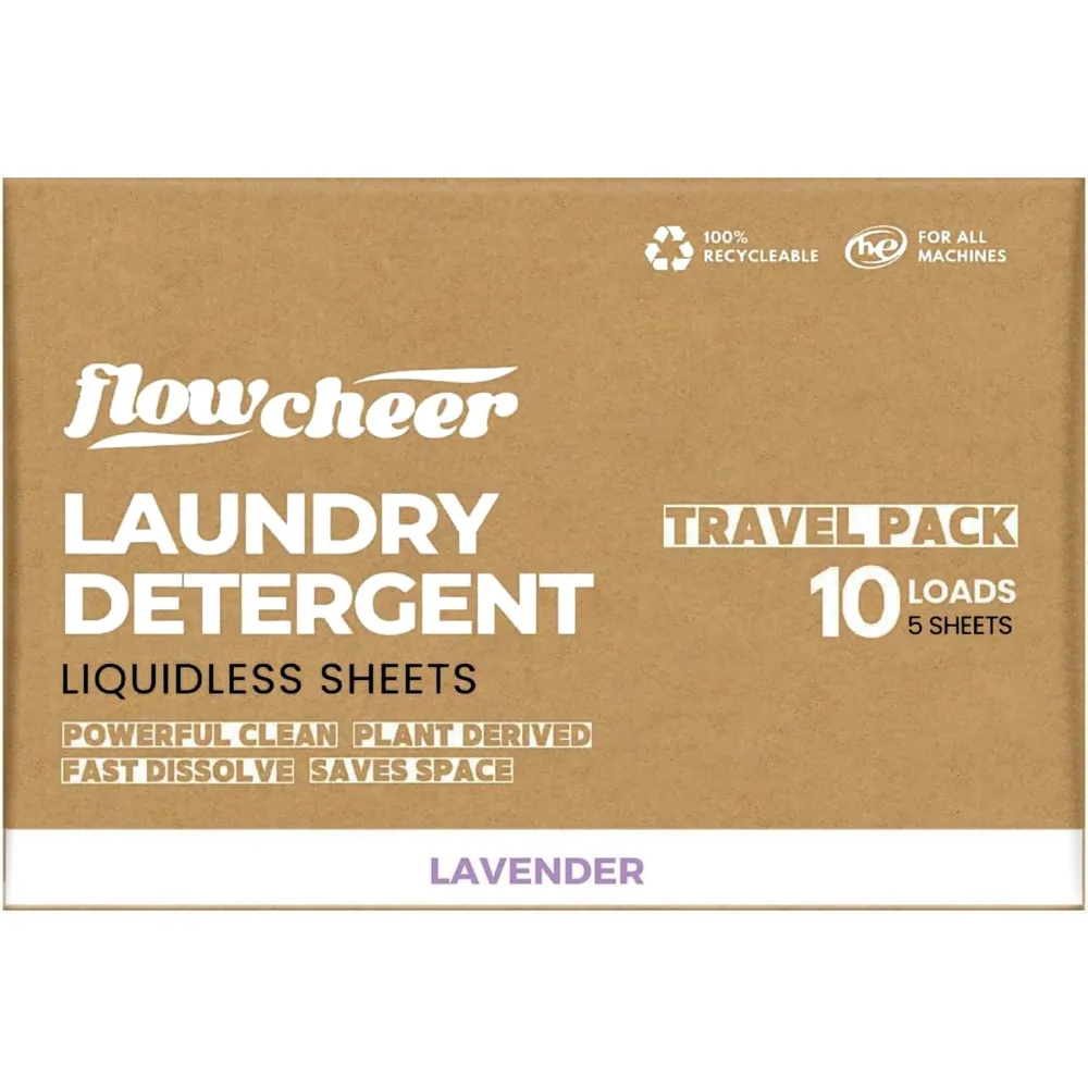 Laundry Detergent Sheets 10 Loads, Powerful with Bio-enzymes, Biodegradable Plastic-Free Washer Sheets, Eco Friendly, Travel Detergent Sheet, Lavender
