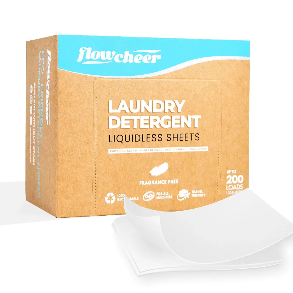 Laundry Detergent Sheets 200 Loads, 3X Powerful with Enzymes, Unscented Hypoallergenic for Skin, Biodegradable Plastic-Free Washer Sheets, Eco Friendly Laundry Sheet