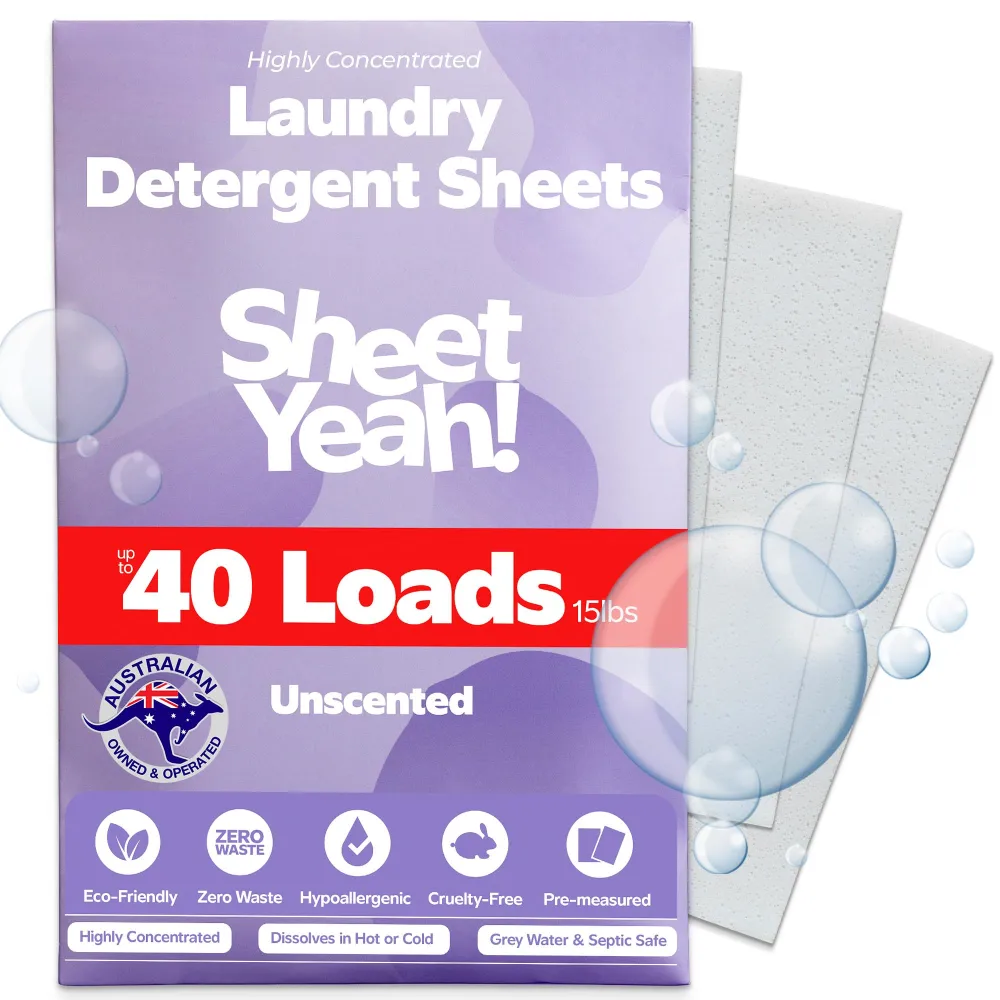 Laundry Detergent Sheets - 40 Loads - No Plastic Jug Concentrated Laundry Detergent, Hypoallergenic, Gentle on Skin - 20 Sheets