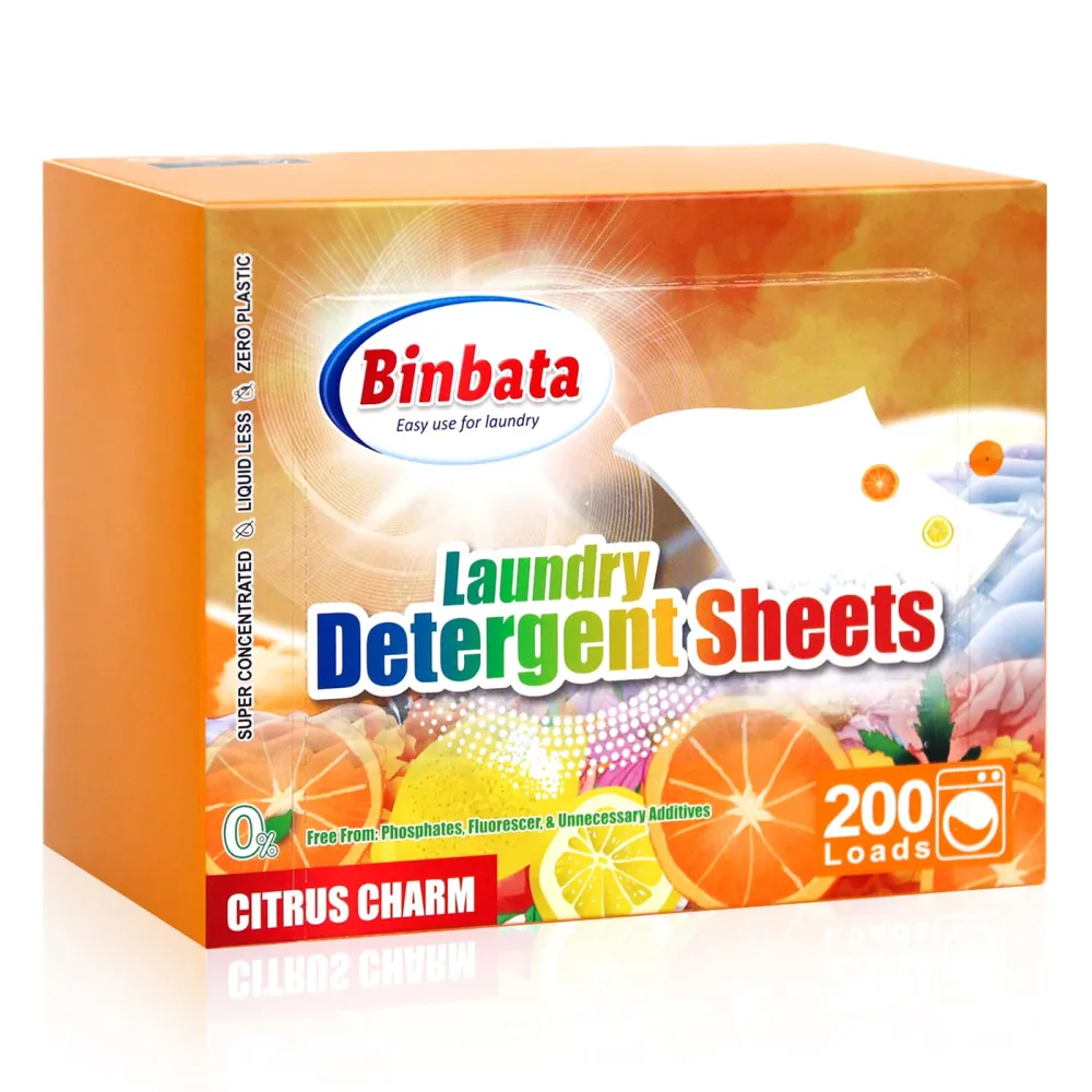 Laundry Detergent Sheets, 200 Loads Citrus Charm Scent Hypoallergenic Eco-Friendly Laundry Sheets, Biodegradable Plastic Free Liquidless Laundry Sheets Detergent Suitable for Sensitive Skin