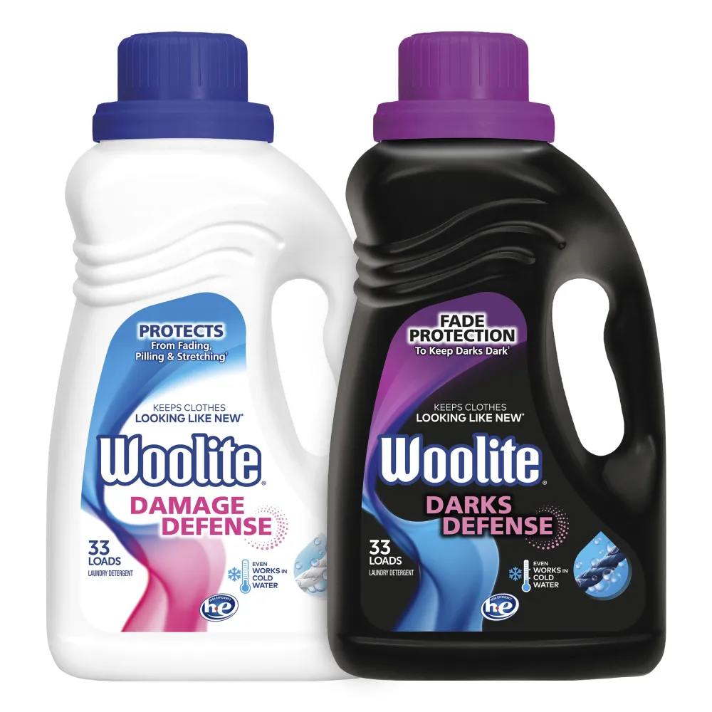 Woolite Darks Defense Liquid Laundry Detergent, 33 Loads, 50 Fl Oz & Woolite Damage Defense Laundry Detergent, 33 Loads, 50 Fl Oz Bundle, Regular & HE Washers, Packaging May Vary