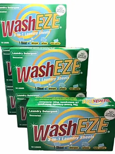 Detergent Sheets (60 loads of laundry) Unscented Laundry Sheets Convenient For Traveling Best Value LiquidlessTechnology- No Plastic Jugs