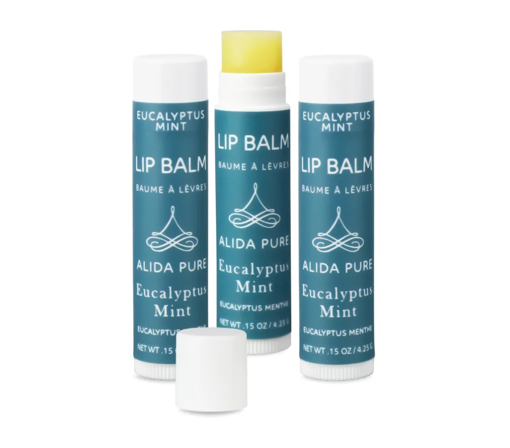 Eucalyptus Mint Lip Balm Collection, Vegan Lip Balm Set, Beeswax Free, with Avocado Oil, Organic Jojoba Oil, and Vitamin E, Natural Moisturizer for Dry, Chapped Lips, 3 Tube Set