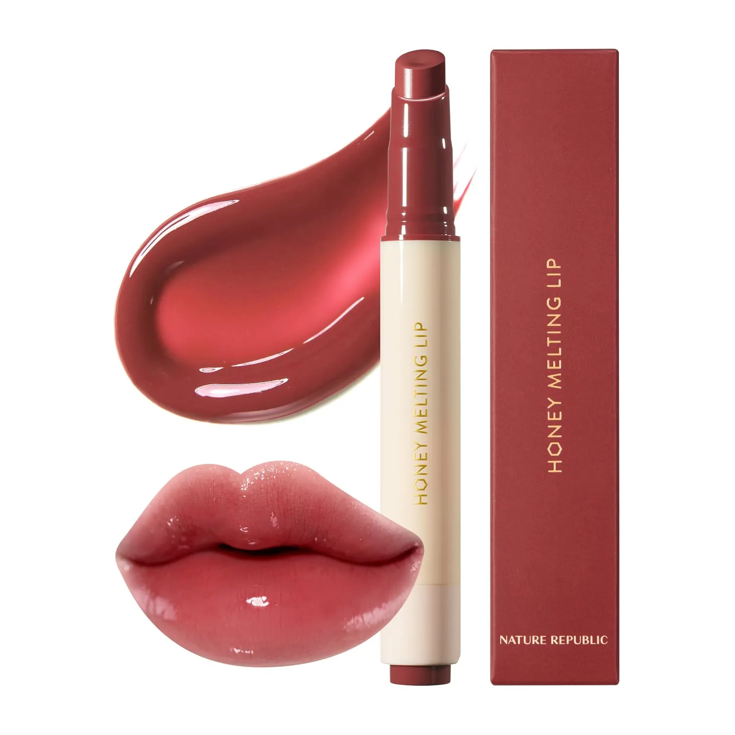 Nature Republic HONEY MELTING LIP (05 PLUM) SOFT LIP STICK, korean lip, Lip Gloss, Glow lip, glossy, lip balm, lip crayon, jelly gloss, lip pen, tint gloss, sheer lip, korean make up