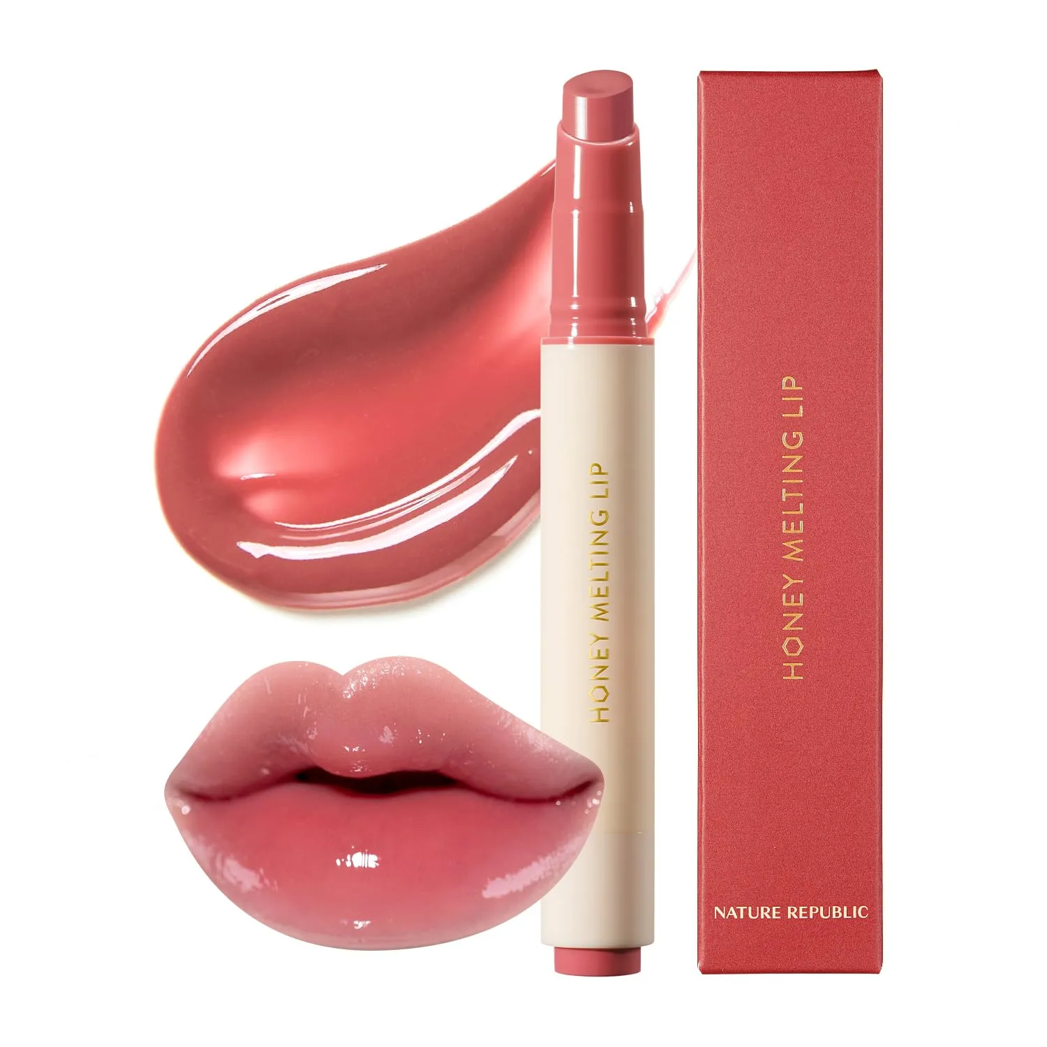 Nature Republic HONEY MELTING LIP (07 LYCHEE) SOFT LIP STICK, korean lip, Lip Gloss, Glow lip, glossy, lip balm, lip crayon, jelly gloss, lip pen, tint gloss, sheer lip, korean make up