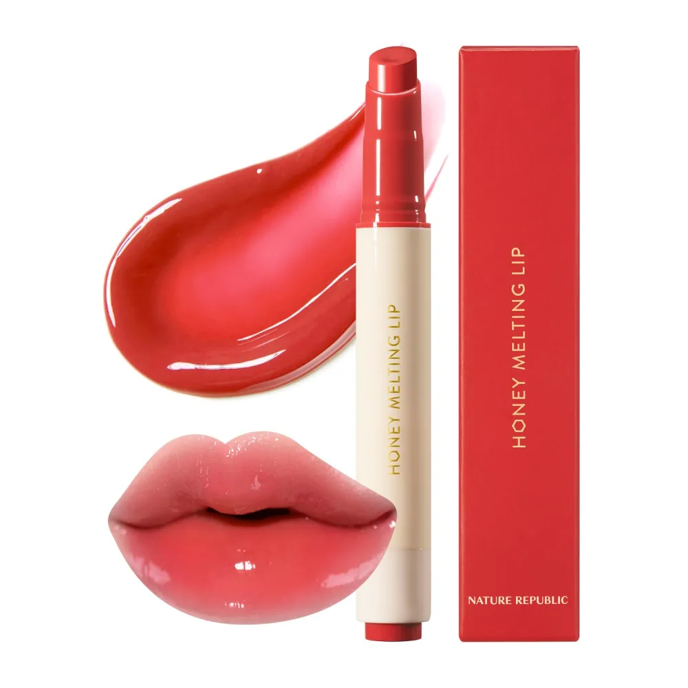Nature Republic HONEY MELTING LIP (04 POMEGRANATE) SOFT LIP STICK, korean lip, Lip Gloss, Glow lip, glossy, lip balm, lip crayon, jelly gloss, lip pen, tint gloss, sheer lip, korean make up
