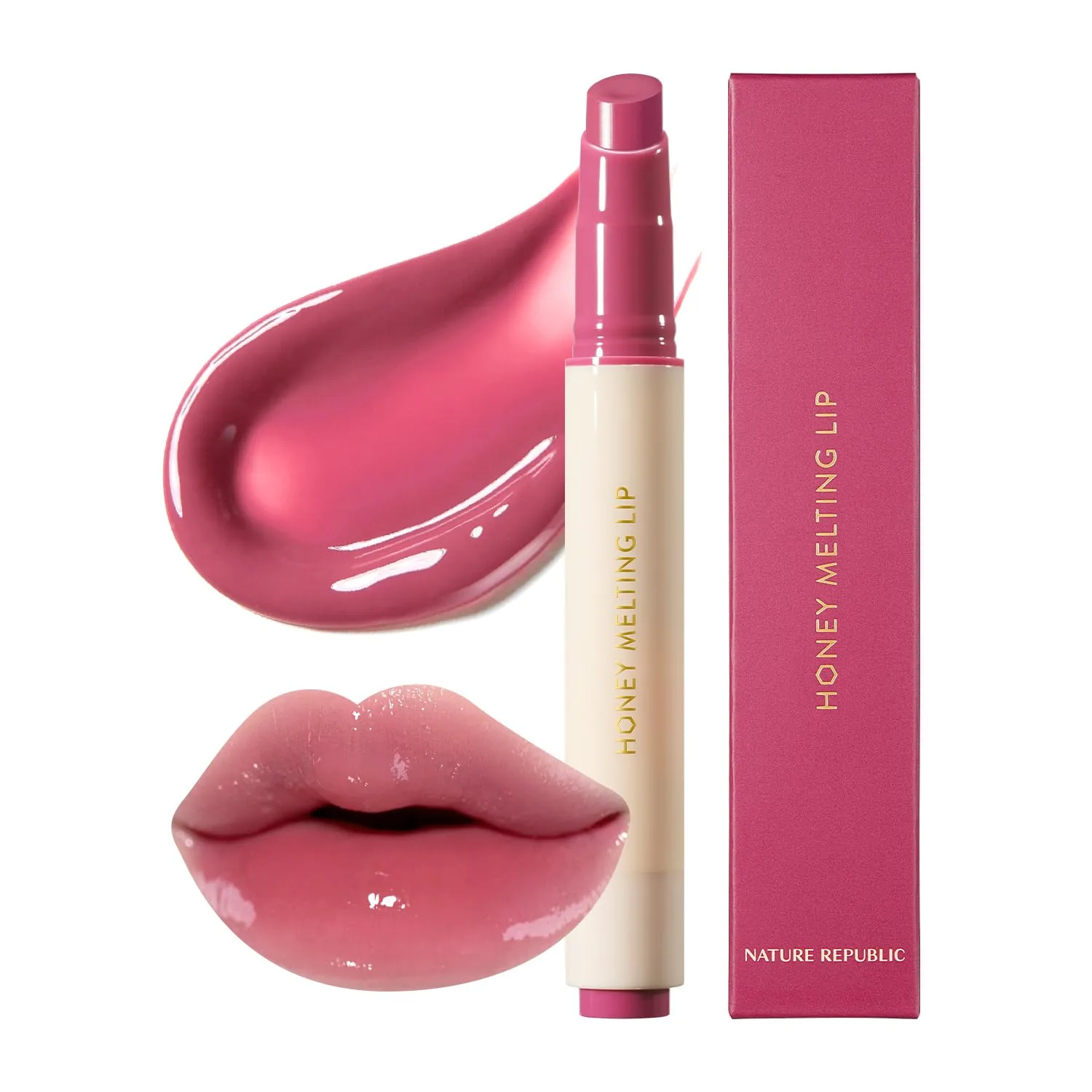 Nature Republic HONEY MELTING LIP (08 CHERRY) SOFT LIP STICK, korean lip, Lip Gloss, Glow lip, glossy, lip balm, lip crayon, jelly gloss, lip pen, tint gloss, sheer lip, korean make up