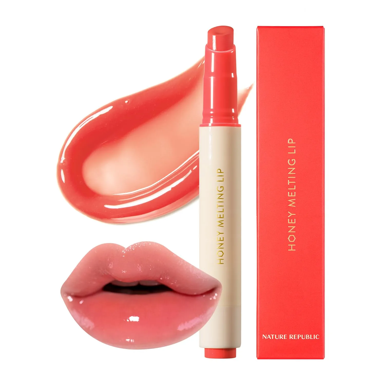 Nature Republic HONEY MELTING LIP (10 PEACH) SOFT LIP STICK, korean lip, Lip Gloss, Glow lip, glossy, lip balm, lip crayon, jelly gloss, lip pen, tint gloss, sheer lip, korean make up
