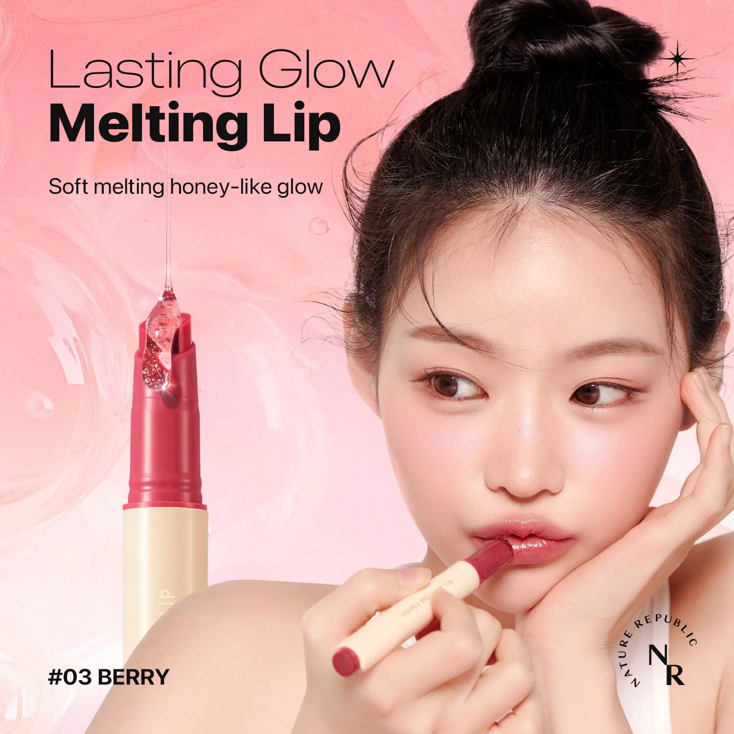Nature Republic HONEY MELTING LIP (03 BERRY) SOFT LIP STICK, korean lip, Lip Gloss, Glow lip, glossy, lip balm, lip crayon, jelly gloss, lip pen, tint gloss, sheer lip, korean make up