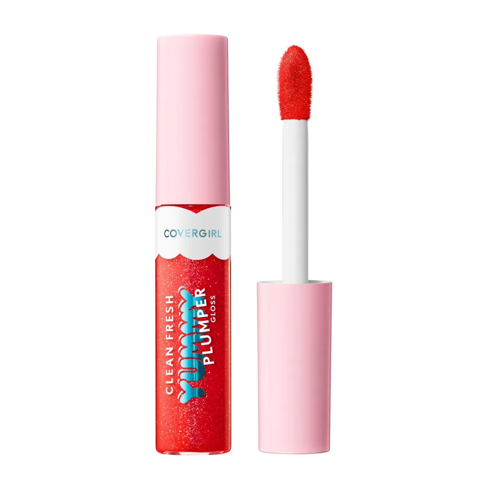 Covergirl Clean Fresh Yummy Gloss, 880 Merry Kissmass, Plumper Gloss, Shiny Gloss, Vegan Formula, Volumizing Lip Plumper, Easy to Apply, Minty Flavor, 0.33oz