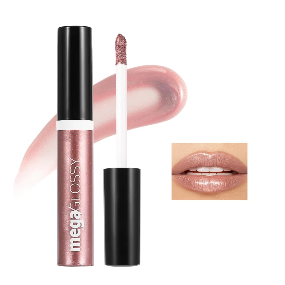 Nude Pink Ultra High Shine Gloss, Mega Glossy Long-Lasting Tinted Lipgloss Lip Oil Moisturizing Non-Sticky Lipstick Lip Balm High Shine & Vegan Plumping Lip Gloss for Women Girls, 04