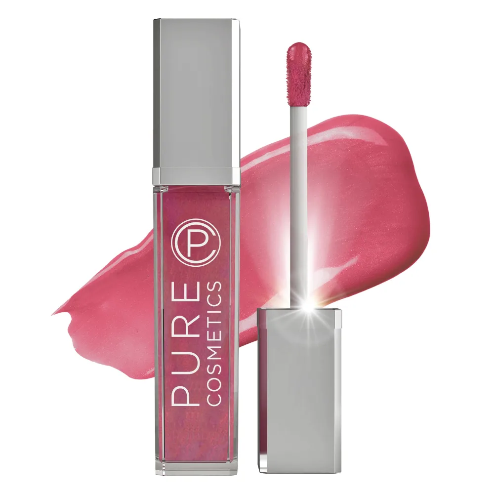 Pure Cosmetics Pure Illumination Lip Gloss - LED-lit Applicator w/Side Mirror - Non-Sticky, Moisturizing & Hydrating Lip Glosses - Soothes & Protects Dry Chapped Lips (Razzmatazz)