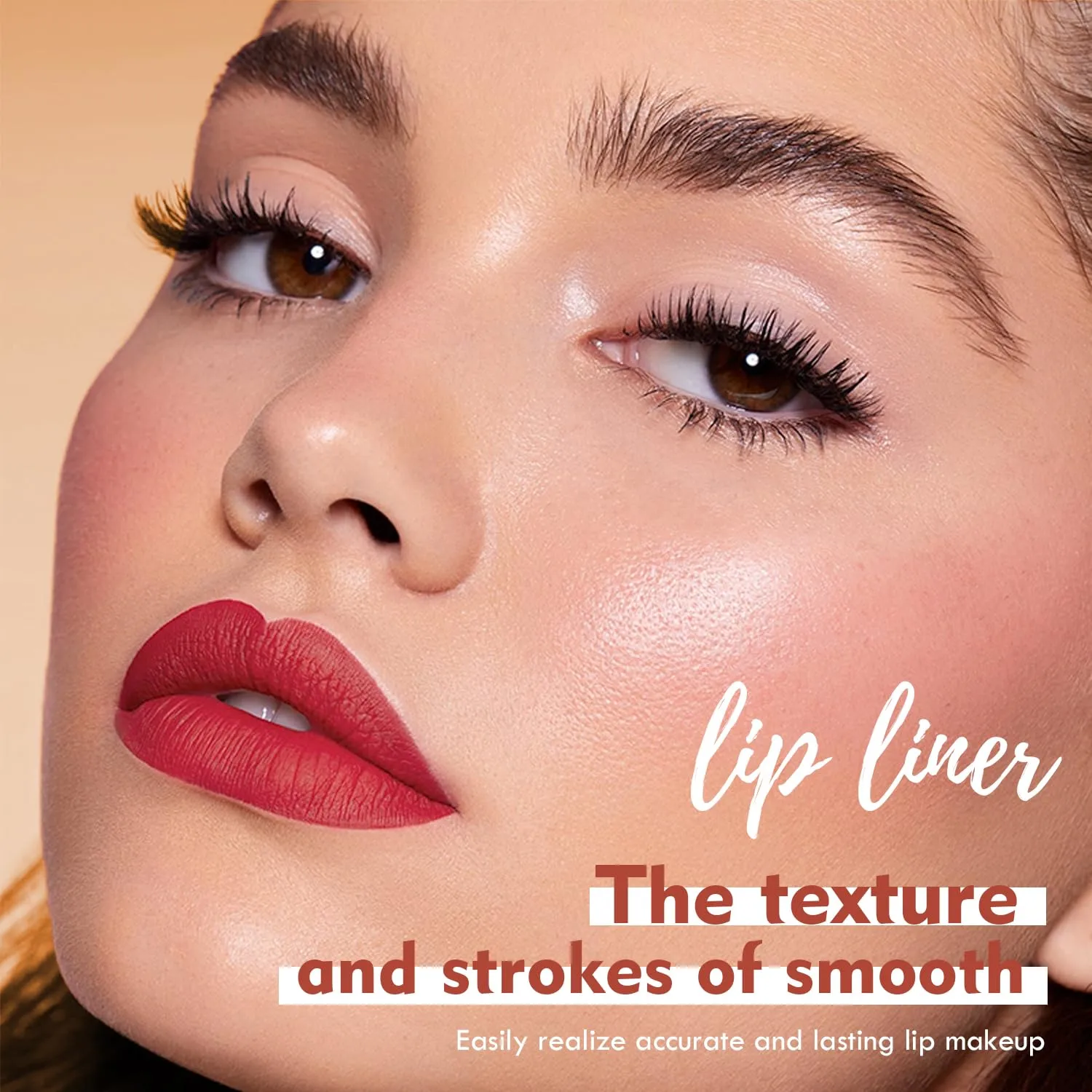 Lip Liner Set, 12Pcs Pure Natural Oak Brown Pink Red Series Lip Liners, Smooth and High Pigmented Lip Makeup Pencil