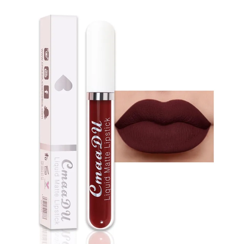 evpct CmaaDu 1Pcs Deep Red Liquid Matte Lipstick Lipgloss Set for Women, labiales mate 24 horas originales matte larga duracion 24 Hour Lipstick Lip Stains Long Lasting Waterproof 24, 18#