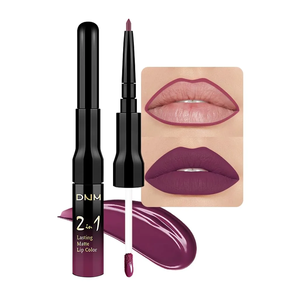 evpct 1Pcs Dark Plum Lip Stain Paint Matte Lip Liner and Lipstick Set Long Lasting Smudge Proof labiales matte mate larga duracion listip 24 hours a prueba de agua mate 24 horas originales,18#