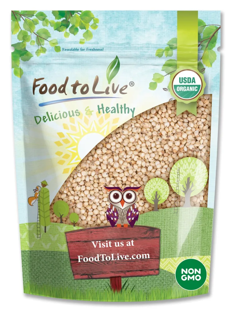 Food to Live Organic Whole Grain Sorghum, 6 Pounds – Non-GMO White Groats. Raw Milo Seeds. Vegan, Bulk Broom-corn. Durra is Great for Making Flour and Popped Jowar Dhani