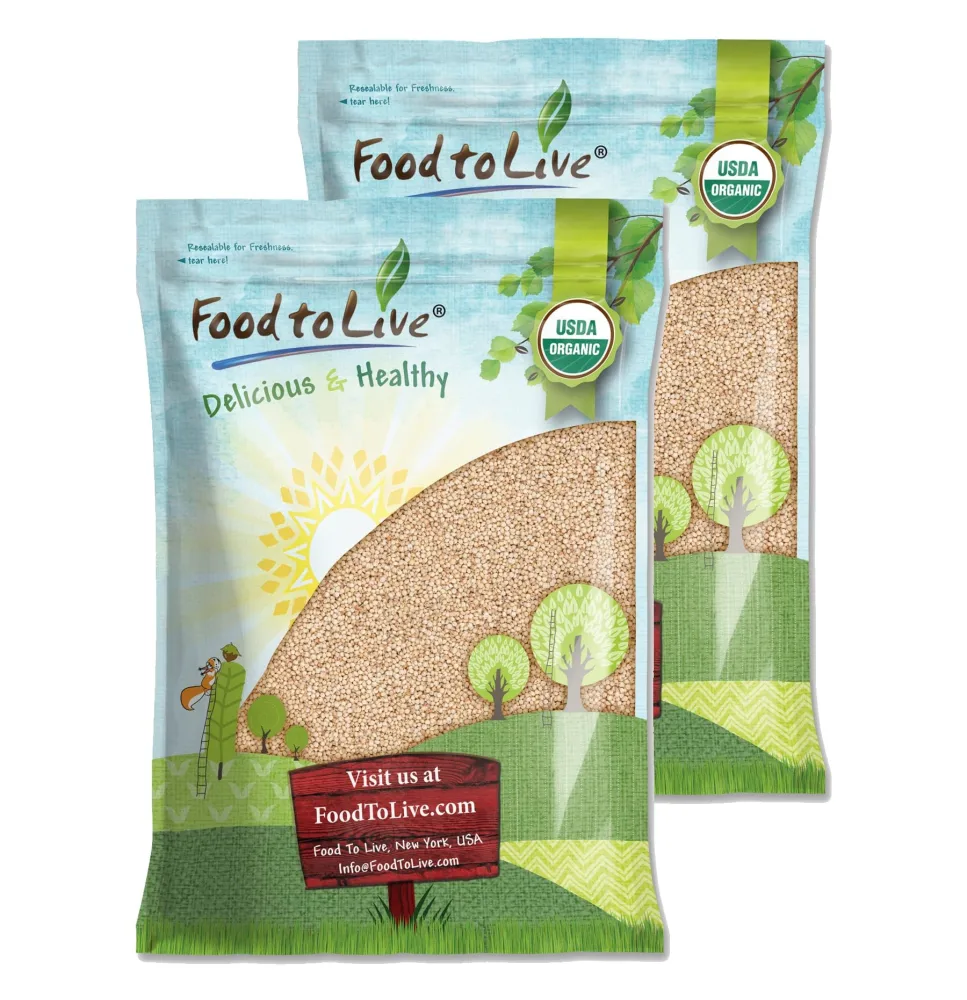 Food to Live Organic Whole Grain Sorghum, 20 Pounds — Non-GMO White Groats. Raw Milo Seeds. Vegan, Bulk Broom-corn. Durra is Great for Making Flour and Popped Jowar Dhani