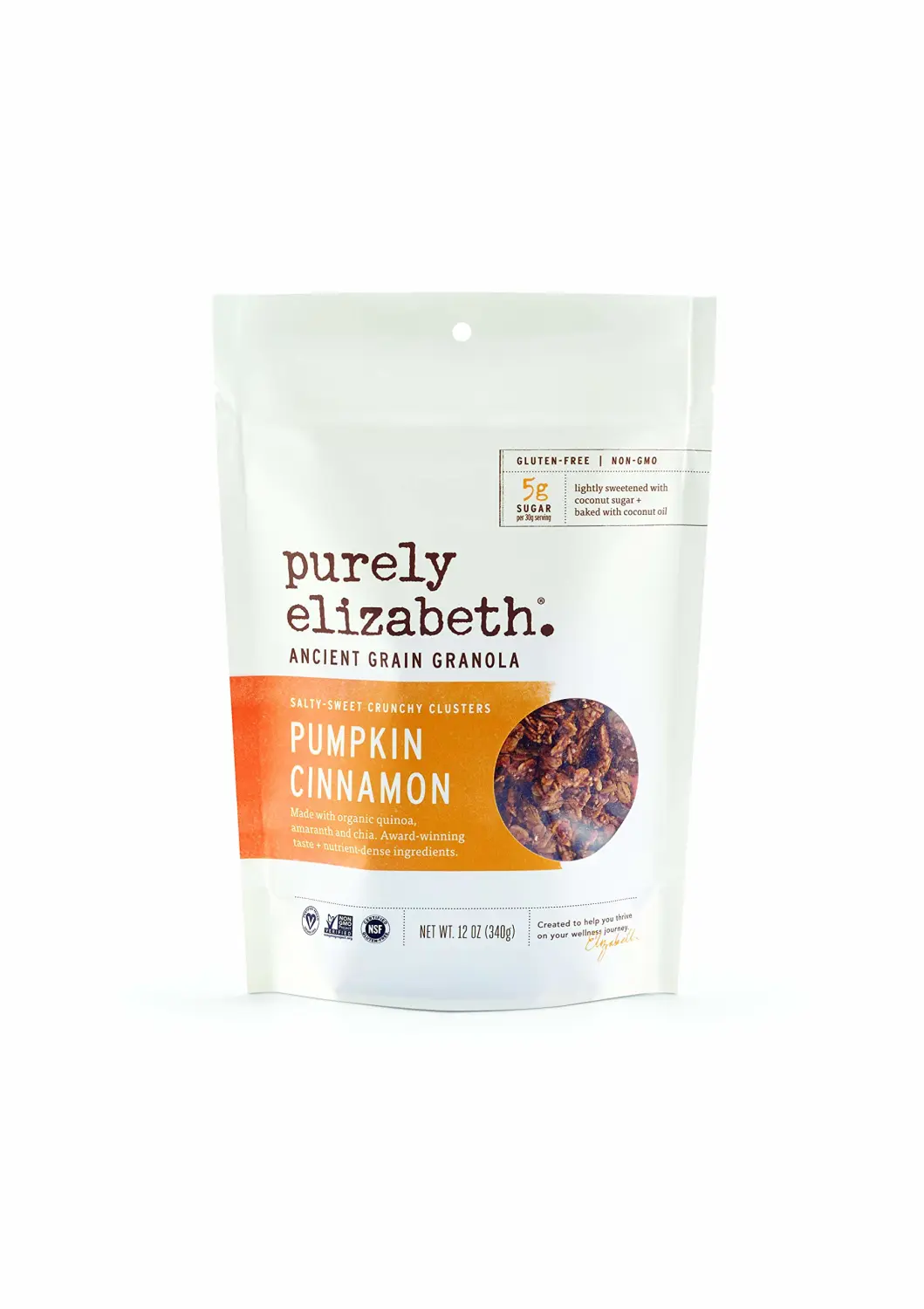 Purely Elizabeth Ancient Grain Granola - Gluten-free, Vegan & Non-GMO | Certified Organic | Baked with Coconut Oil | Pumpkin Cinnamon - 12oz