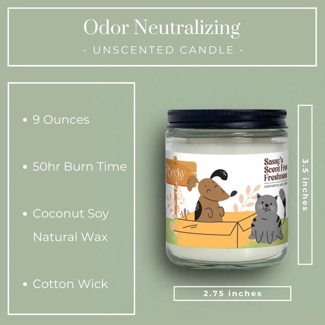 9 oz Pet Odor Eliminator for Home, Unscented Candle, Cat Candle, Pet Odor Eliminator Candle, Dog Odor Eliminators for Home, Odor Eliminating Candle, Pet Safe Candles